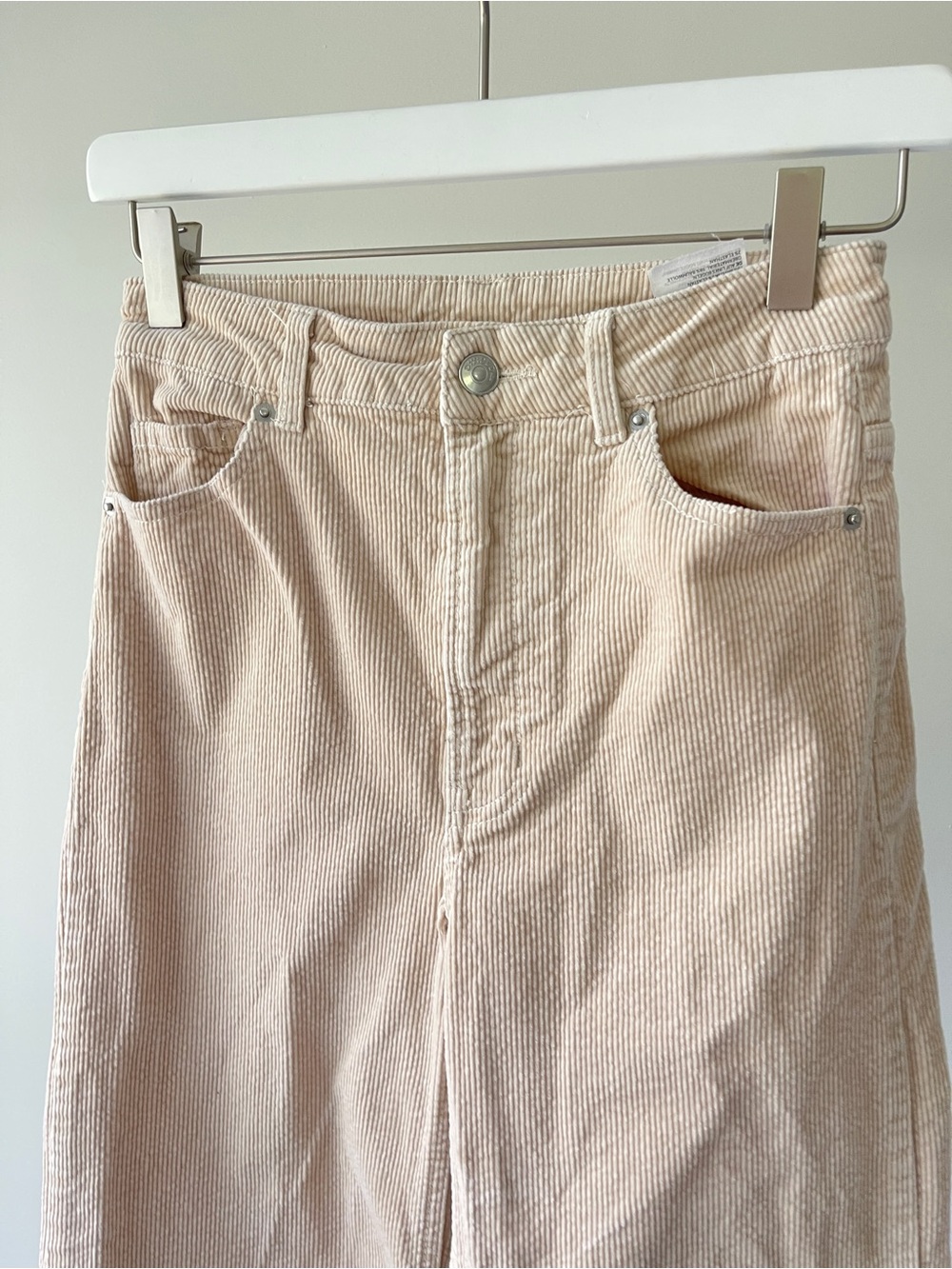 H&M Divided Light Beige Corduroy Wide Leg Pants Size 2 - Picture 2 of 7